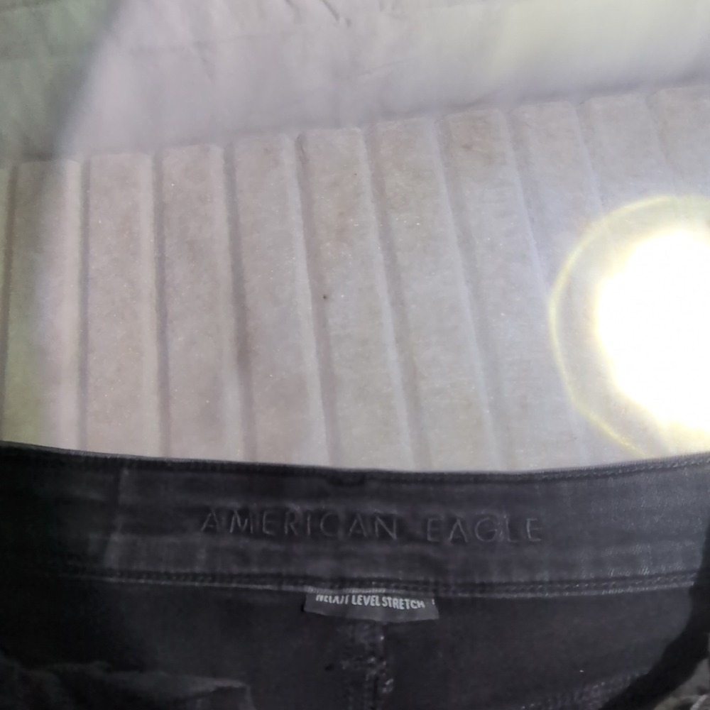 American Eagle Outfiter Blk Distresed  Edgy Festil Y2K cut off denim shorts -sz2 - Picture 9 of 10